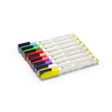 Feutres a craie 3 mm - 1 blanc - 1 rouge - 1 bleu - 1 vert - 1 jaune - 1 violet - 1 orange et 1 rose (HENDI)  au meilleur prix s