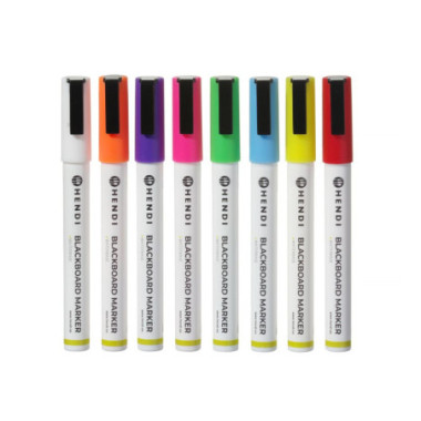 Feutres a craie 3 mm - 1 blanc - 1 rouge - 1 bleu - 1 vert - 1 jaune - 1 violet - 1 orange et 1 rose (HENDI)  au meilleur prix s