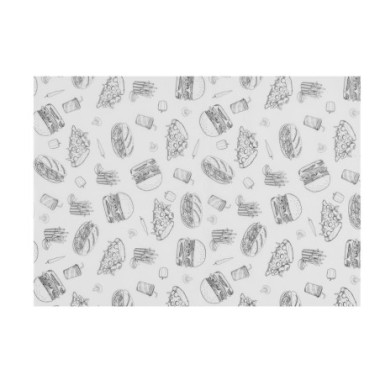 Papier ingraissable - Motif illustration fast-food - 500 u. - 250x350 mm (HENDI)  au meilleur prix sur Restock CHR
