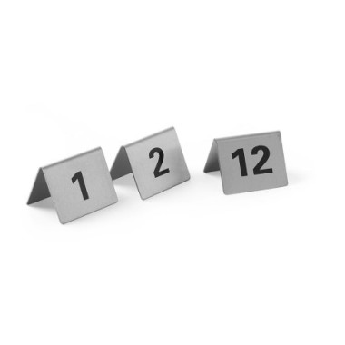 Chevalets de table numerotes - Numeros 1-12 - 50x35xH40 mm (HENDI)  au meilleur prix sur Restock CHR