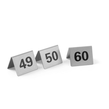 Chevalets de table numerotes - Numeros 49-60 - 50x35xH40 mm (HENDI)  au meilleur prix sur Restock CHR