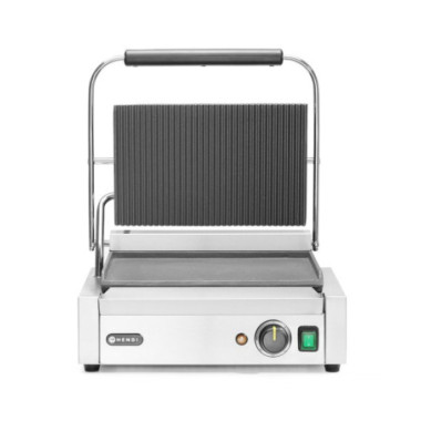 Grill de contact Panini - dessus rainure et dessous lisse - 230V/2200W - 430x375xH216 mm (HENDI)  au meilleur prix sur Restock C