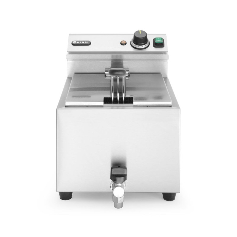 Friteuse Profi Line avec robinet de vidange - 8 L - Profi Line - 8 L - Gris clair - 230V/3500W - 305x515xH354 mm (HENDI)  au mei
