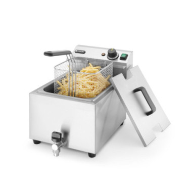 Friteuse Profi Line avec robinet de vidange - 8 L - Profi Line - 8 L - Gris clair - 230V/3500W - 305x515xH354 mm (HENDI)  au mei