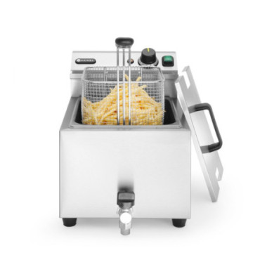 Friteuse Profi Line avec robinet de vidange - 8 L - Profi Line - 8 L - Gris clair - 230V/3500W - 305x515xH354 mm (HENDI)  au mei