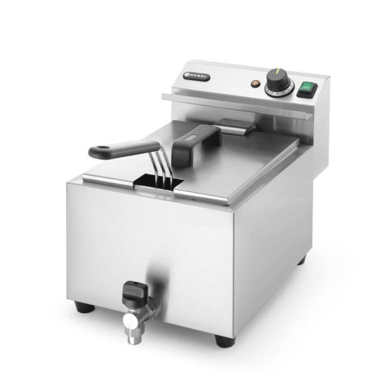 Friteuse Profi Line avec robinet de vidange - 8 L - Profi Line - 8 L - Gris clair - 230V/3500W - 305x515xH354 mm (HENDI)  au mei