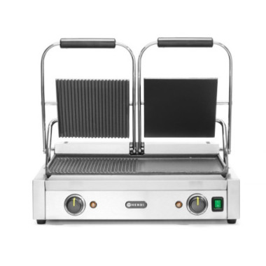 Grill de contact - modele double - moitie lisse - moitie rainure - 230V/3600W - 570x375xH216 mm (HENDI)  au meilleur prix sur Re