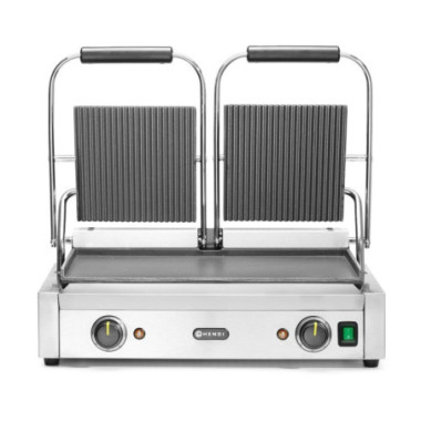 Grill de contact - modele double - dessus rainure et dessous lisse - 230V/3600W - 570x375xH216 mm (HENDI)  au meilleur prix sur 