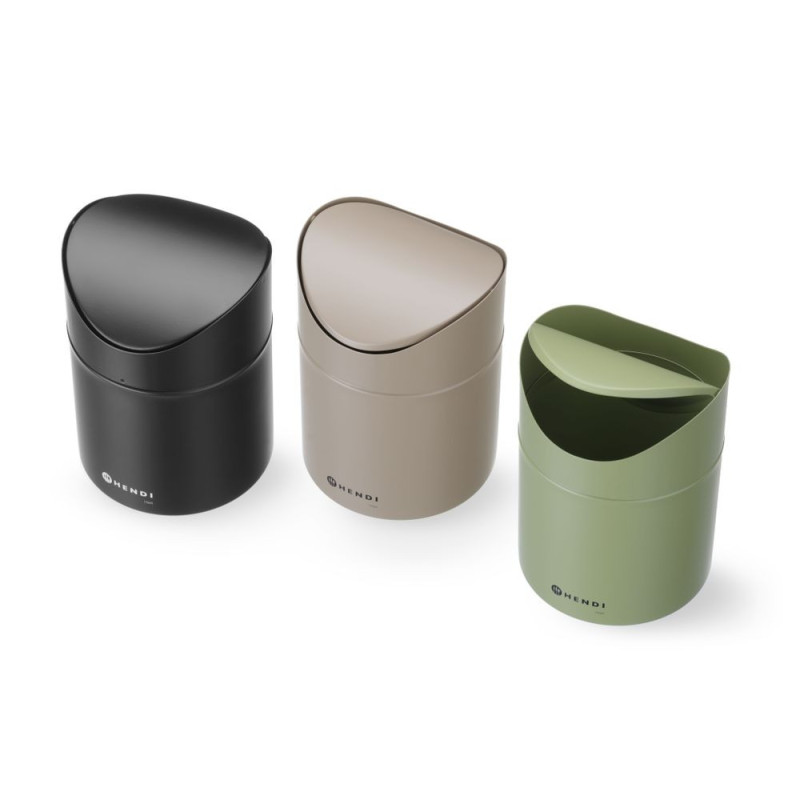 Poubelle de table avec couvercle pivotant - 1 - 2 L - Vert - O120xH165 mm (HENDI)  au meilleur prix sur Restock CHR