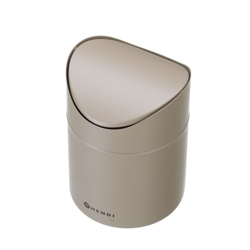 Poubelle de table avec couvercle pivotant - 1 - 2 L - Beige - O120xH165 mm (HENDI)  au meilleur prix sur Restock CHR