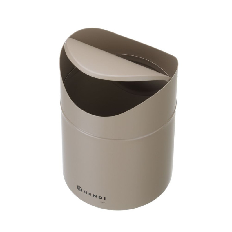 Poubelle de table avec couvercle pivotant - 1 - 2 L - Beige - O120xH165 mm (HENDI)  au meilleur prix sur Restock CHR