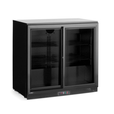 Arriere de bar avec doubles portes coulissantes - 158 L - Noir - 220-240V/160W - 900x520xH870 mm (Arktic)  au meilleur prix sur 
