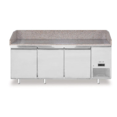 Saladette pizza avec plan de travail en granit - 3 portes - 375 L - Granit - 230V/400W - 2010x800xH875 mm (Arktic)  au meilleur 