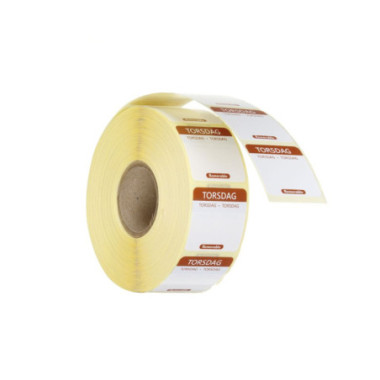 Etiquettes de securite alimentaire journalieres - multi-usages - faciles a retirer - Jeudi - Brun - 1000 u. - 25x25 mm (HENDI)  