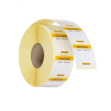 Etiquettes de securite alimentaire journalieres - multi-usages - faciles a retirer - Mardi - Jaune - 1000 u. - 25x25 mm (HENDI) 