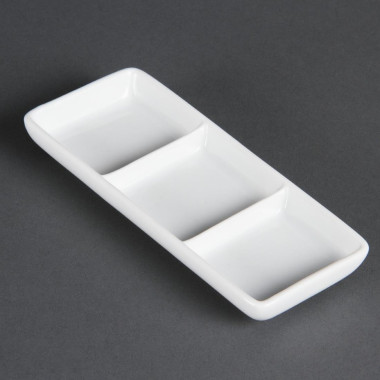 Plat à 3 compartiments blanc (Lot de 12) - Olympia