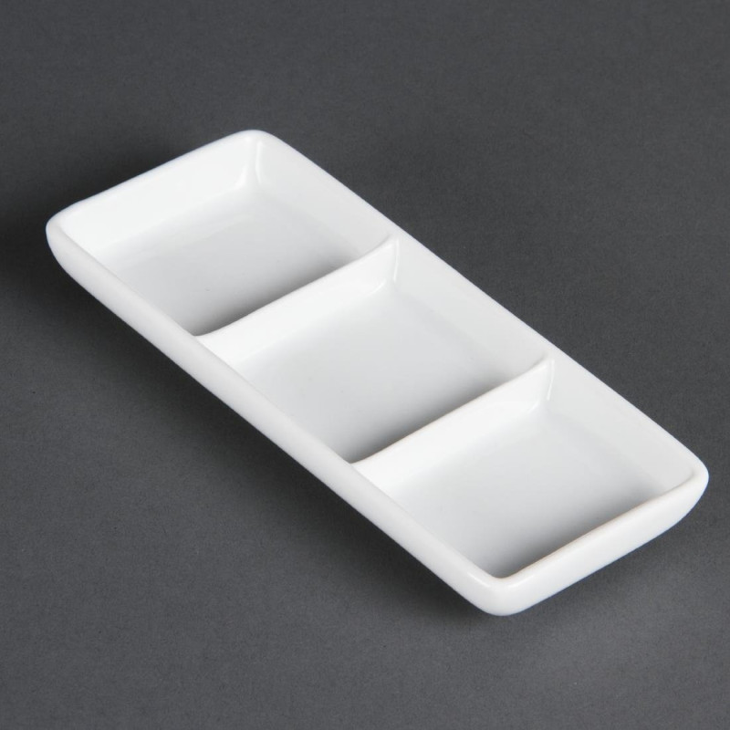 Plat à 3 compartiments blanc (Lot de 12) - Olympia
