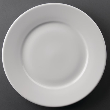 Assiettes blanches à bord large Athena 254mm (lot de 12) - Olympia