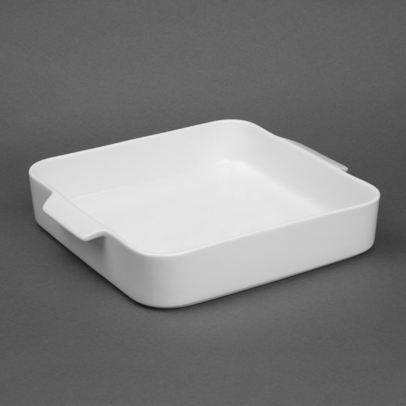Plats à four carrés avec poignées Whiteware 260x225x50mm (lot de 2) - Olympia