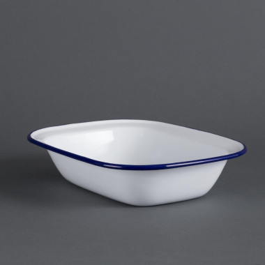 Plats de service rectangulaires acier émaillé 280x190mm (lot de 6) - Olympia