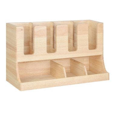 Organisateur de gobelets et condiments en bois d'hévéa 450x405x240mm - Olympia