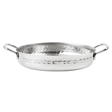 Plat double poignée en inox martelé Table Presentation 180mm - Olympia