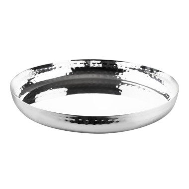 Plat rond en acier inoxydable martelé 260x35mm - Olympia