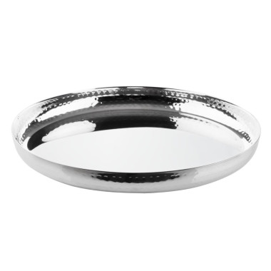 Plat rond en acier inoxydable martelé 320x35mm - Olympia