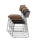 Chaise empilable en cuir synthétique Mundo - Cognac - Lot de 4 - Veba