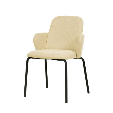 Chaise empilable en tissu Paddy - Beige - Lot de 2 - Veba