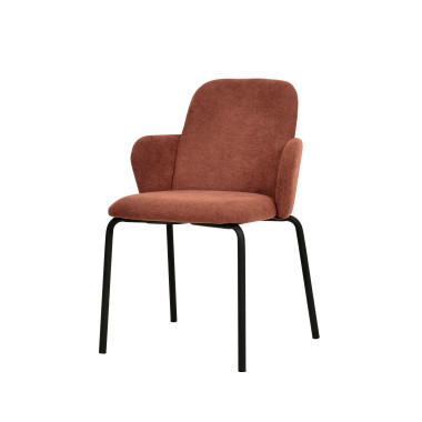 Chaise empilable en tissu Paddy - Marron-rouge - Lot de 2 - Veba