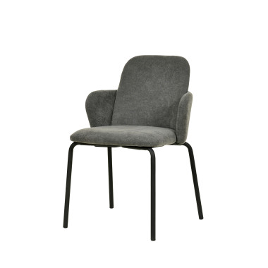 Chaise empilable en tissu Paddy - Gris foncé - Lot de 2 - Veba