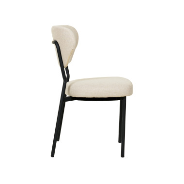 Chaise empilable en tissu Duko - Beige - Lot de 2 - Veba