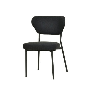 Chaise empilable en tissu Duko - Noir - Lot de 2 - Veba