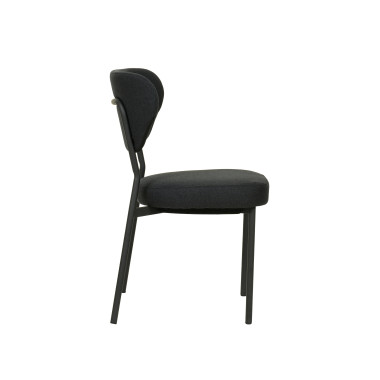 Chaise empilable en tissu Duko - Noir - Lot de 2 - Veba