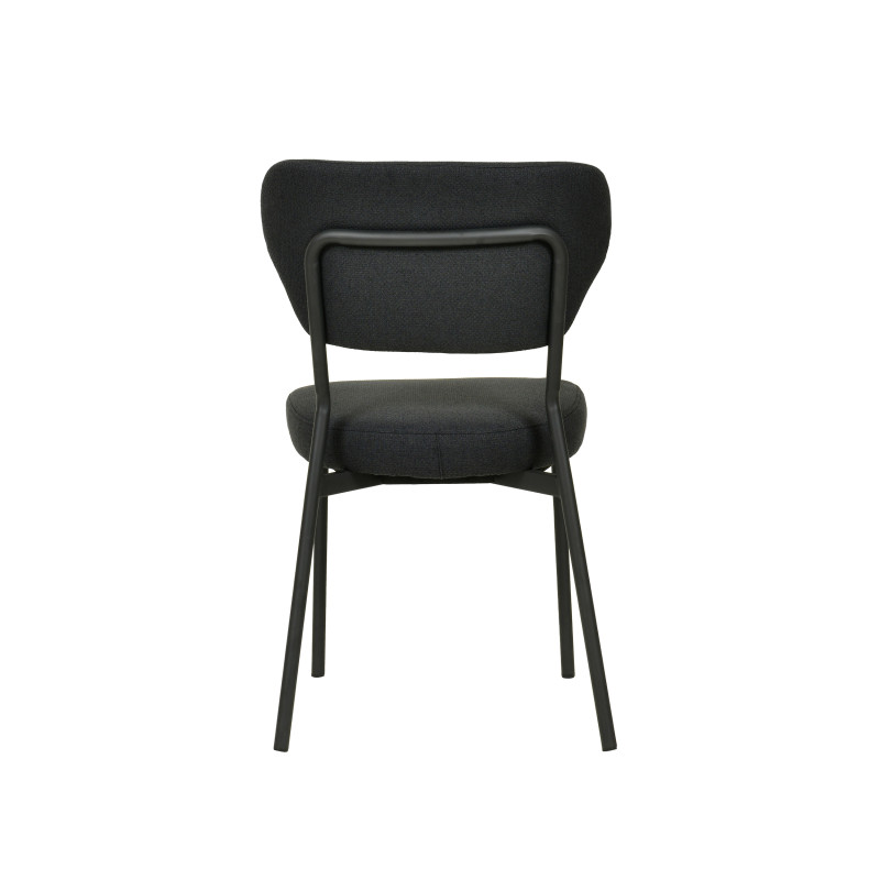 Chaise empilable en tissu Duko - Noir - Lot de 2 - Veba