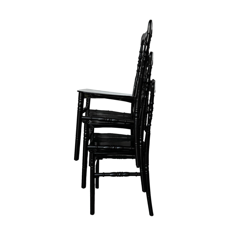 Chaise empilable en polypropylène Napoleon - Blanc ivoire - Lot de 8 - Veba