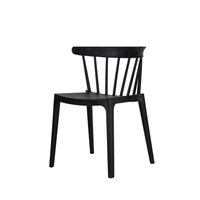 Chaise empilable en polypropylène Windson - Noir - Lot de 4 - Veba