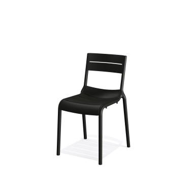 Chaise empilable en polypropylène Calor - Noir - Lot de 4 - Veba