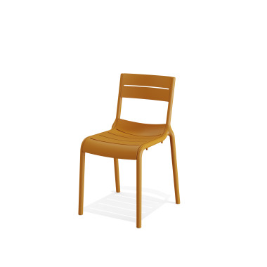 Chaise empilable en polypropylène Calor - Jaune - Lot de 4 - Veba
