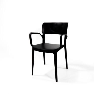 Chaise empilable avec accoudoirs en polypropylène Wing - Noir - Lot de 4 - Veba