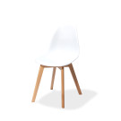 Chaise avec piètement empilable - Assise en plastique Keeve - Bois/blanc - Lot de 4 - Veba