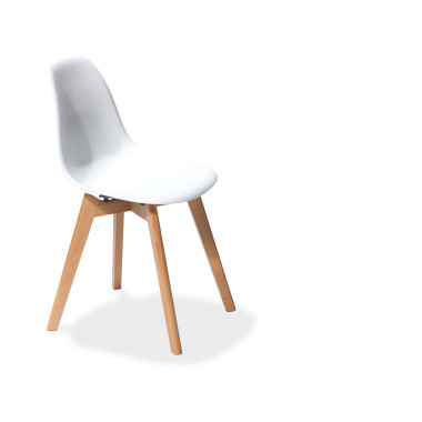 Chaise avec piètement empilable - Assise en plastique Keeve - Bois/blanc - Lot de 4 - Veba
