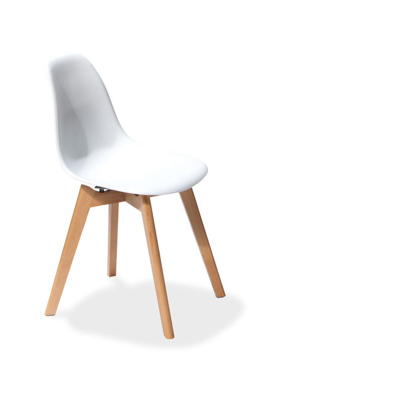 Chaise avec piètement empilable - Assise en plastique Keeve - Bois/blanc - Lot de 4 - Veba