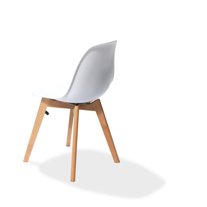 Chaise avec piètement empilable - Assise en plastique Keeve - Bois/blanc - Lot de 4 - Veba