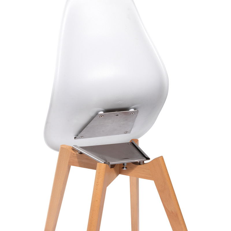 Chaise avec piètement empilable - Assise en plastique Keeve - Bois/blanc - Lot de 4 - Veba