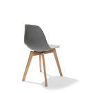 Chaise avec piètement empilable - Assise en plastique Keeve - Bois/gris - Lot de 4 - Veba