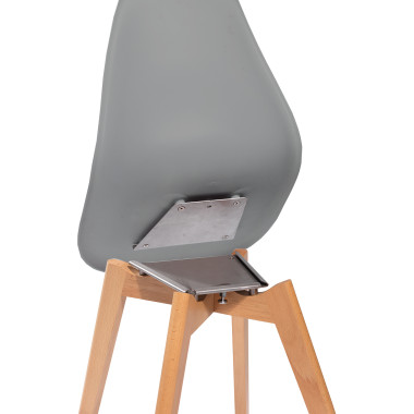 Chaise avec piètement empilable - Assise en plastique Keeve - Bois/gris - Lot de 4 - Veba