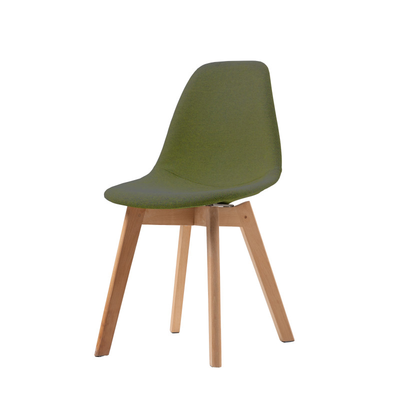 Chaise avec piètement empilable - Assise en tissu Keeve - Bois/vert - Lot de 4 - Veba