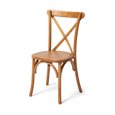 Chaise empilable en bois Crossback - Bois/marron clair - Lot de 7 - Veba
